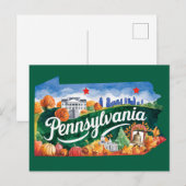 Pennsylvania USA State Shaped Vintage Briefkaart (Voorkant / Achterkant)