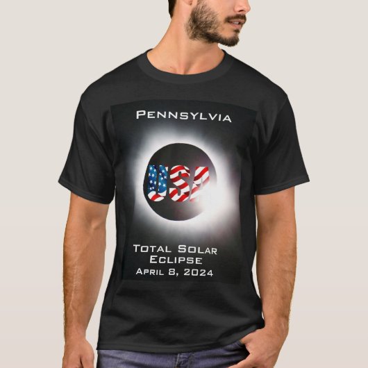 Pennsylvania USA Totale zonsverduistering 8 april  T-shirt (Voorkant)