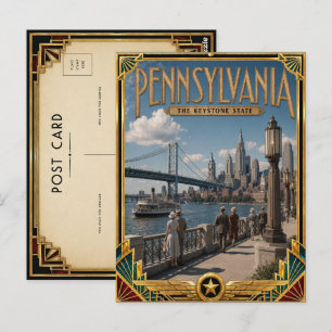 Pennsylvania Vintage Art Deco Gouden Tijdperk Briefkaart