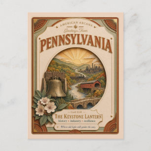 Pennsylvania Vintage Paper Cut Amerikaanse Arcana Briefkaart