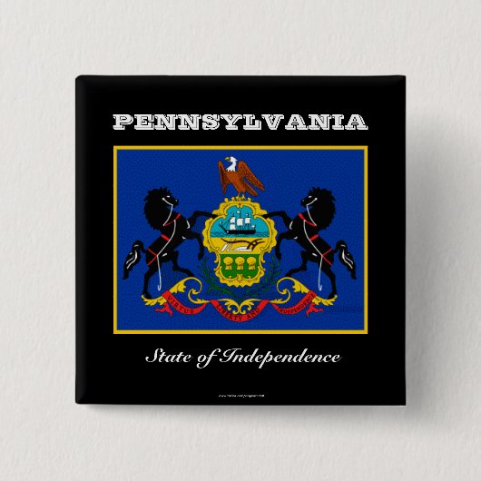 Pennsylvania vlag en slogan vierkante button 5,1 cm (Voorkant)