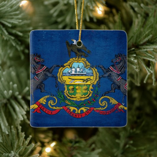 Pennsylvania-vlag met distressed-effect keramisch ornament (Boom)
