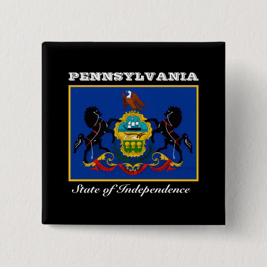 Pennsylvania vlag vierkante button 5,1 cm (Voorkant)