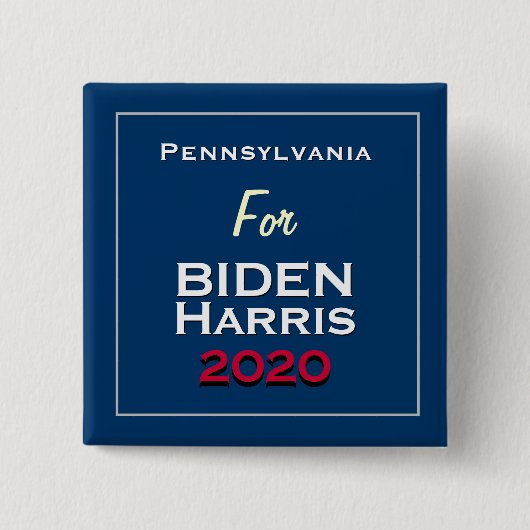 Pennsylvania voor BIDEN HARRIS 2020 Square Vierkante Button 5,1 Cm (Voorkant)