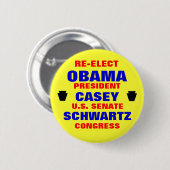 Pennsylvania voor Obama Casey Schwartz Ronde Button 5,7 Cm (Voorkant /achterkant)