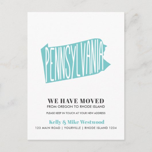 PENNSYLVANIA We hebben New Address New Home verpla Briefkaart (Voorkant)