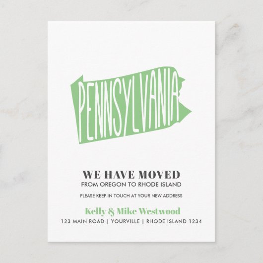 PENNSYLVANIA We hebben New Address New Home verpla Briefkaart (Voorkant)