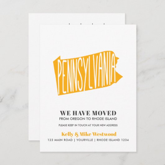 PENNSYLVANIA We hebben New Address New Home verpla Briefkaart (Voorkant / Achterkant)