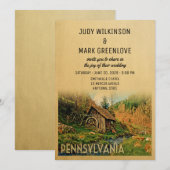 Pennsylvania Wedding Invitation Rustic Cabin Mill Kaart (Voorkant / Achterkant)