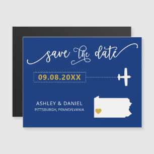 Pennsylvania Wedding Save the Date Kaart, Kaart Magnetische Uitnodiging