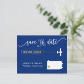 Pennsylvania Wedding Save the Date Map Briefkaart (Staand voorkant)