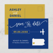 Pennsylvania Wedding Save the Date Map Briefkaart (Voorkant / Achterkant)