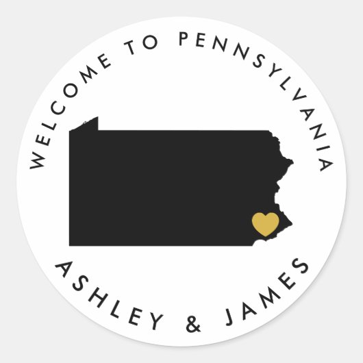 Pennsylvania Wedding Welcome Sticker for Box, Bag (Voorkant)