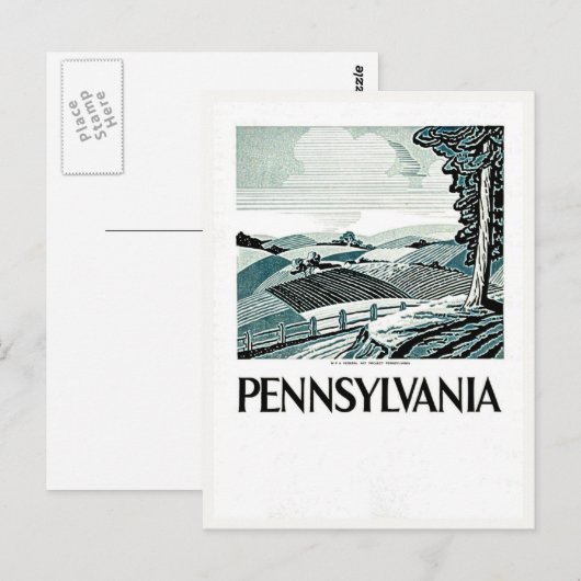 Pennsylvania -  WPA-Poster - Boerderij en veld Briefkaart (Voorkant / Achterkant)