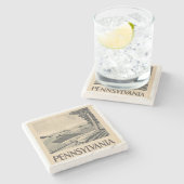 Pennsylvania - WPA-Poster - Boerderij en veld Stenen Onderzetter (Zijkant)