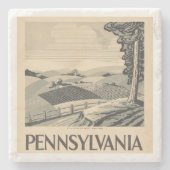 Pennsylvania - WPA-Poster - Boerderij en veld Stenen Onderzetter (Voorkant)