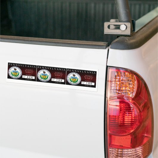 Pennsylvania Zombie Hunting Permit Bumpersticker (Op Truck)