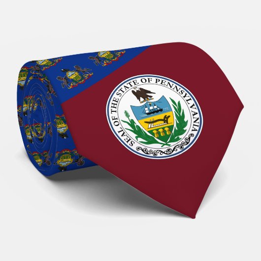 Pennsylvanian Flag & Seal, Vlag van Pennsylvania Stropdas (Opgerold)