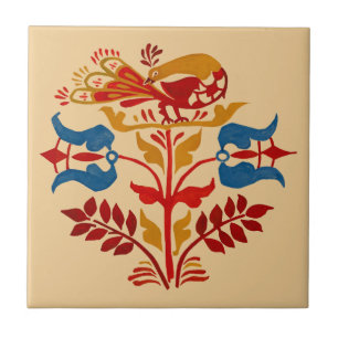  Pennsylvanian Folk Art Bird op Flower Tegeltje