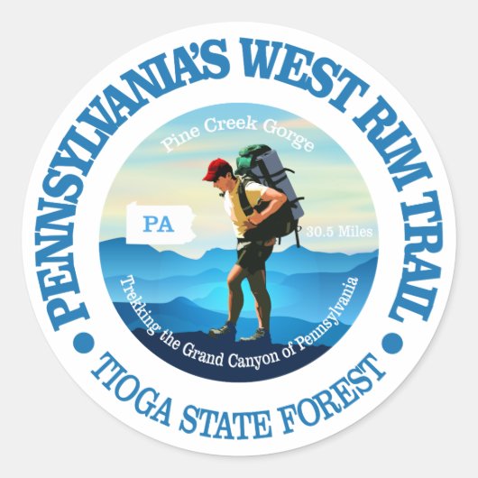 Pennsylvania's West Rim Trail Ronde Sticker (Voorkant)
