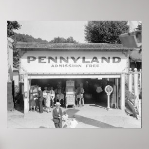 Penny Arcade, 1928. Oude foto Poster