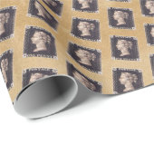 Penny Black Postage Stamp Cadeaupapier (Rol Hoek)