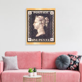 Penny Black Postage Stamp Canvas Afdruk (Insitu (Woonkamer))