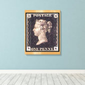 Penny Black Postage Stamp Canvas Afdruk (Insitu (Houten vloer))