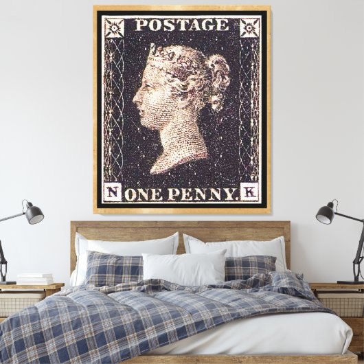 Penny Black Postage Stamp Canvas Afdruk (Insitu (Slaapkamer))