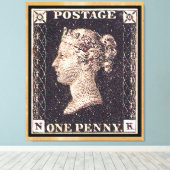 Penny Black Postage Stamp Canvas Afdruk (Insitu (Houten vloer))