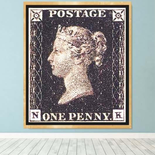 Penny Black Postage Stamp Canvas Afdruk (Insitu (Houten vloer))
