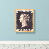 Penny Black Postage Stamp Canvas Afdruk (Insitu (Houten vloer))