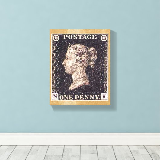 Penny Black Postage Stamp Canvas Afdruk (Insitu (Houten vloer))