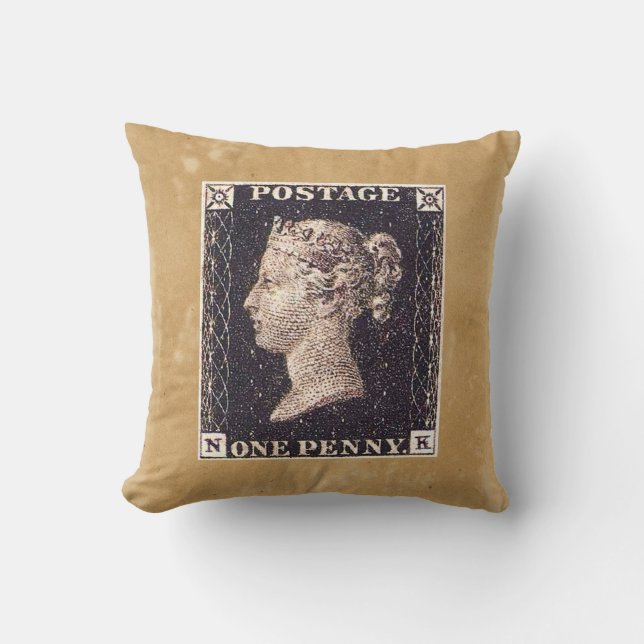Penny Black Postage Stamp Kussen (Voorkant)