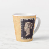 Penny Black Postage Stamp Latte Mok (Rechterhoek)