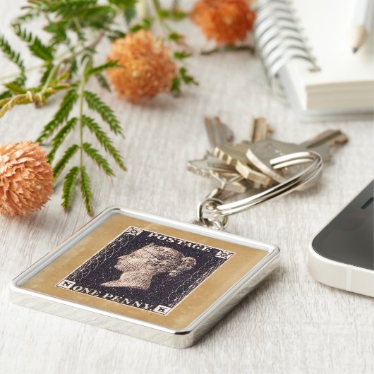 Penny Black Postage Stamp Sleutelhanger (Zijkant)