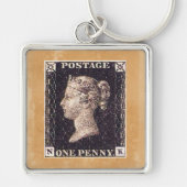 Penny Black Postage Stamp Sleutelhanger (Voorkant)
