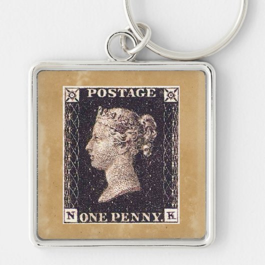 Penny Black Postage Stamp Sleutelhanger (Voorkant)