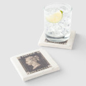 Penny Black Postage Stamp Stenen Onderzetter (Zijkant)