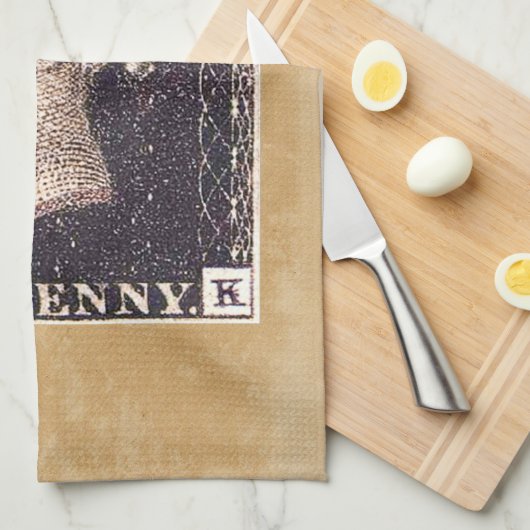 Penny Black Postage Stamp Theedoek (Quarter Fold)