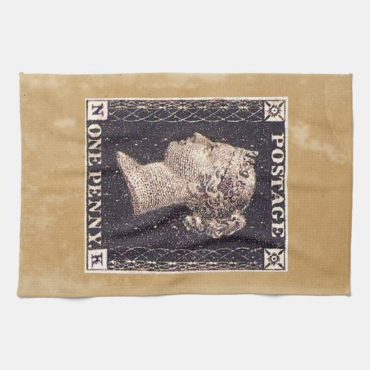 Penny Black Postage Stamp Theedoek (Horizontaal)