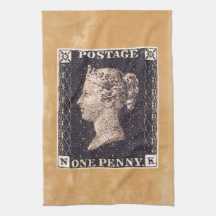 Penny Black Postage Stamp Theedoek