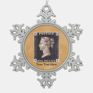Penny Black Postage Stamp Tin Sneeuwvlok Ornament