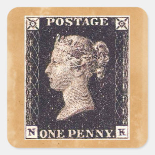 Penny Black Postage Stamp Vierkante Sticker