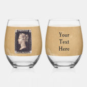 Penny Black Postage Stamp Wijnglas Zonder Voet (Voorkant)
