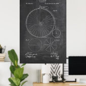 Penny Farthing Bicycle Blueprint Poster (Thuiskantoor)