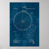 Penny Farthing Bicycle Blueprint Poster (Voorkant)