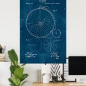 Penny Farthing Bicycle Blueprint Poster (Thuiskantoor)