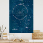 Penny Farthing Bicycle Blueprint Poster (Keuken)
