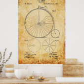 Penny Farthing Bicycle Blueprint Poster (Keuken)